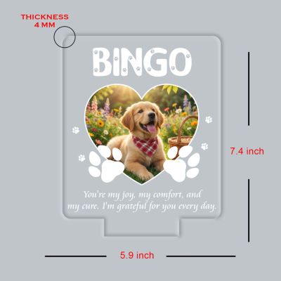 Personalized Pet Photo LED Night Light Custom with Dog Picture & Name Unique Pet Memorial & Celebration Gift for Dog Lovers – Warm White LED Base for Home Decor